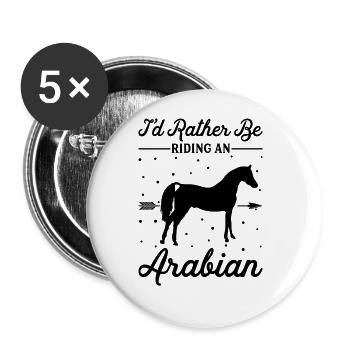 Reiten Auf Einem Arabischen Pferd - Buttons groß 56 mm (5er Pack) - Weiß - Vorne