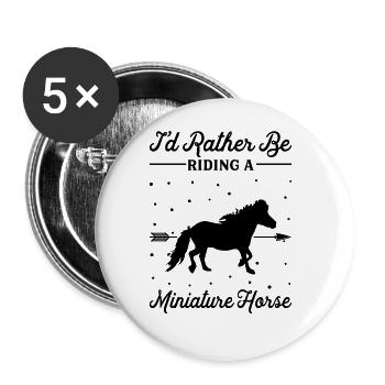 Monter un cheval miniature - Lot de 5 grands badges (56 mm) - blanc - Devant