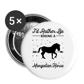 Ein Mongolisches Pferd Reiten - Buttons groß 56 mm (5er Pack) - Weiß - Vorne