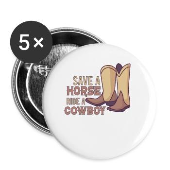 Cowboy Barn Bull Rider Rodeo Country Western - Lot de 5 grands badges (56 mm) - blanc - Devant