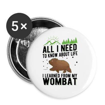 Australischer Wombat - Buttons groß 56 mm (5er Pack) - Weiß - Vorne