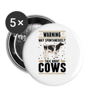 May spontaneously talk about Cows Cow Farmer Cows - Buttons large 2.2''/56 mm (5-pack) - white - Front