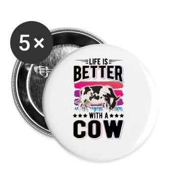 La vie est meilleure avec une vache Rinderzüchter Kühe Kuh - Lot de 5 grands badges (56 mm) - blanc - Devant