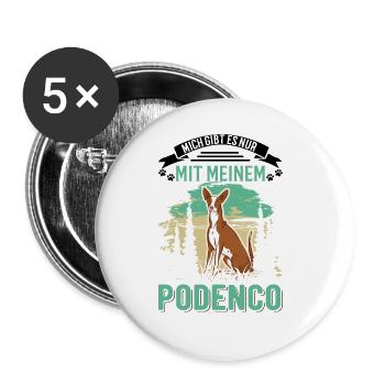 Podenco Spanischer Windhund Ibizan Hound - Buttons groß 56 mm (5er Pack) - Weiß - Vorne