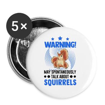 Avertissement Écureuil Écureuil gris - Lot de 5 grands badges (56 mm) - blanc - Devant
