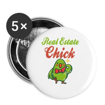 Real Estate Chick Cool Funny Retro Banker T-Shirt - Buttons large 2.2''/56 mm (5-pack) - white - Front