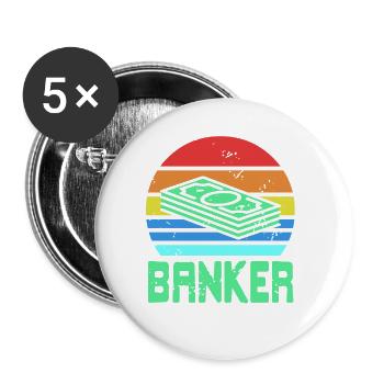 Retro Vintage BANKER Cool Banker Designs T-Shirt - Buttons large 2.2''/56 mm (5-pack) - white - Front