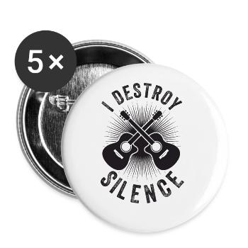 Ich Zerstöre Stille - Akustikgitarre - Buttons groß 56 mm (5er Pack) - Weiß - Vorne