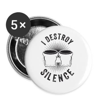 Silent Destroy - Vintage Bongo Drums - Buttons large 2.2''/56 mm (5-pack) - white - Front