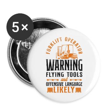 Certified Forklift Truck Operator - Buttons large 2.2''/56 mm (5-pack) - white - Front