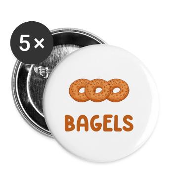 Bagel Essen Geschenk Bagel - Buttons groß 56 mm (5er Pack) - Weiß - Vorne