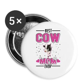 Best Cow Mom Ever Cow Mom Farmer - Buttons large 2.2''/56 mm (5-pack) - white - Front