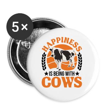 Cow Luck Farmer Cattle breeder Cows - Buttons large 2.2''/56 mm (5-pack) - white - Front