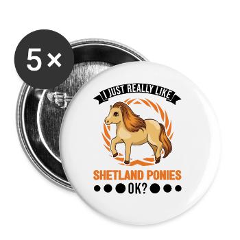I just really like Shetland Ponies Shetty - Buttons groß 56 mm (5er Pack) - Weiß - Vorne