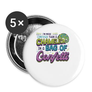 Verwirrter Als Ein Chamäleon - Buttons groß 56 mm (5er Pack) - Weiß - Vorne
