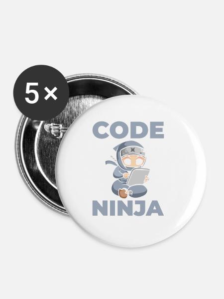 Code Ninja Für Computerfans - Buttons groß 56 mm (5er Pack) - Weiß