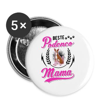 Beste Podenco Mama Ibizan Hound - Buttons groß 56 mm (5er Pack) - Weiß - Vorne