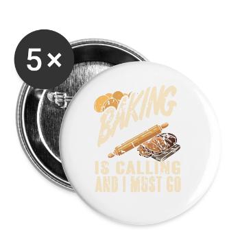 La cuisson appelle et je dois aller vintage Drôle boulanger - Lot de 5 grands badges (56 mm) - blanc - Devant