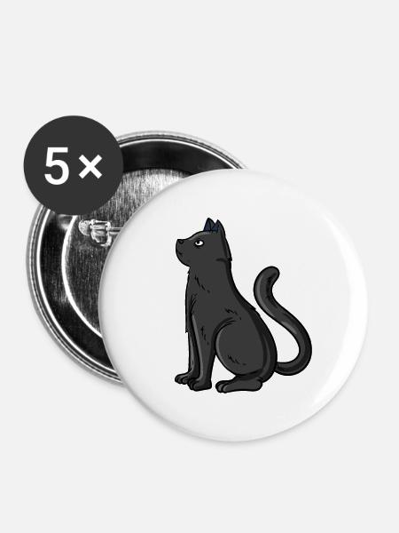 Schwarze Katze - Buttons groß 56 mm (5er Pack) - Weiß