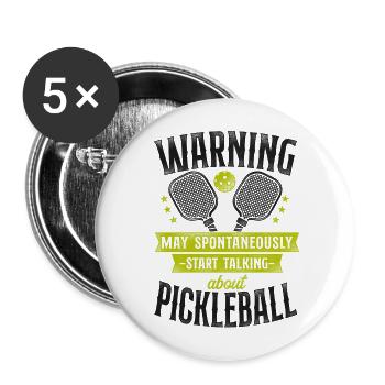 Pickleball Warning May - Buttons groß 56 mm (5er Pack) - Weiß - Vorne