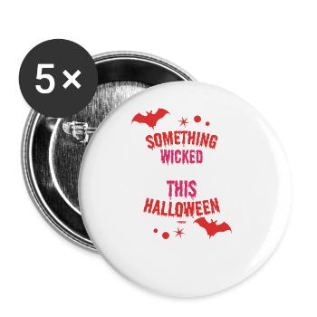 Halloween Fledermaus Monster - Buttons groß 56 mm (5er Pack) - Weiß - Vorne