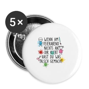 Feierbabend Kleber - Buttons groß 56 mm (5er Pack) - Weiß - Vorne
