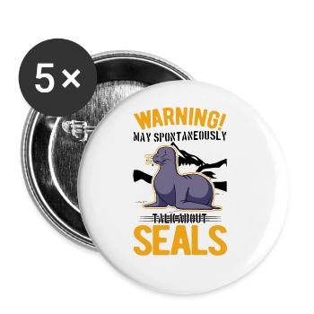 Avertissement Phoque Lion de mer - Lot de 5 grands badges (56 mm) - blanc - Devant