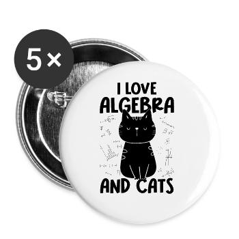J’adore les maths et les chats - Algèbre - Lot de 5 grands badges (56 mm) - blanc - Devant