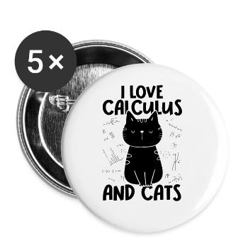 J’aime les chats - Calculus - Lot de 5 grands badges (56 mm) - blanc - Devant