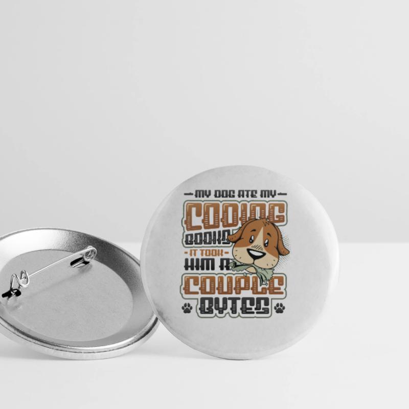 Dog Bytes Code Programmation de blagues informatiques Lot de 5 grands badges (56 mm)