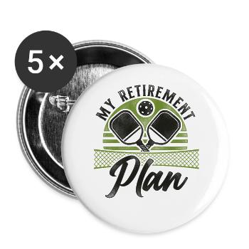 Pickleball Retraité Rétro Mon - Lot de 5 grands badges (56 mm) - blanc - Devant