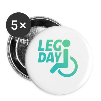 Leg Day Handicapped Wheelchair 22 - Buttons groß 56 mm (5er Pack) - Weiß - Vorne