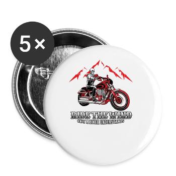 Motorrad Motorradfahrer Biker Feuerstuhl Biken - Buttons groß 56 mm (5er Pack) - Weiß - Vorne