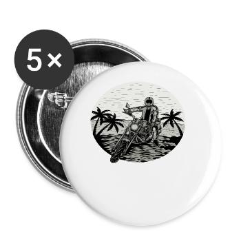 Motorrad Motorradfahrer Biker Feuerstuhl Biken - Buttons groß 56 mm (5er Pack) - Weiß - Vorne