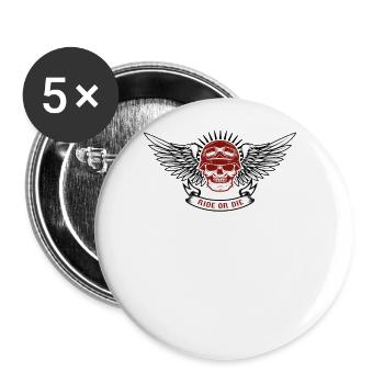 Motorrad Motorradfahrer Biker Feuerstuhl Biken - Buttons groß 56 mm (5er Pack) - Weiß - Vorne