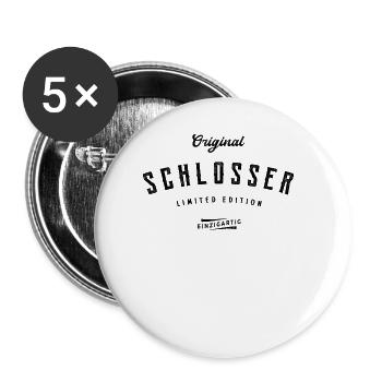 Schlosser Limited Edition Lustig Schlossermeister - Buttons groß 56 mm (5er Pack) - Weiß - Vorne