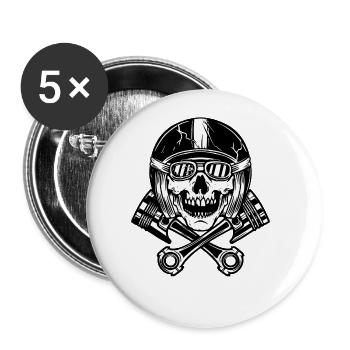 Motorrad Motorradfahrer Biker Feuerstuhl Biken - Buttons groß 56 mm (5er Pack) - Weiß - Vorne
