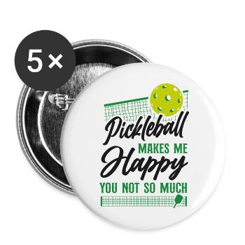 Pickleball Pickleball me fait - Lot de 5 grands badges (56 mm) - blanc - Devant