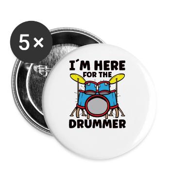 Batteur Batterie Musique Batterie Batterie - Lot de 5 grands badges (56 mm) - blanc - Devant