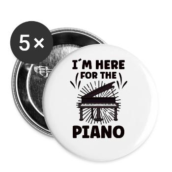 Pianiste Drôle de piano Clavier - Lot de 5 grands badges (56 mm) - blanc - Devant