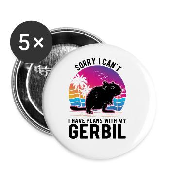 Gerbil Gift Racing Rat Germesau - Buttons large 2.2''/56 mm (5-pack) - white - Front