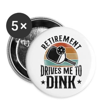 Pickleball Pun Retraité Rétro - Lot de 5 grands badges (56 mm) - blanc - Devant