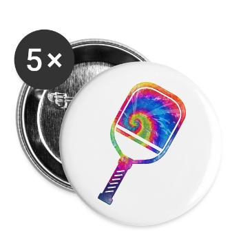 Pickleball Paddle Tie Dye Retro - Buttons groß 56 mm (5er Pack) - Weiß - Vorne