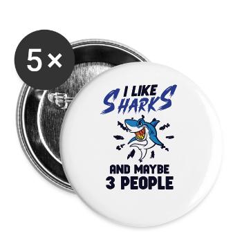 Requin Océan Predator Créature Marine - Lot de 5 grands badges (56 mm) - blanc - Devant