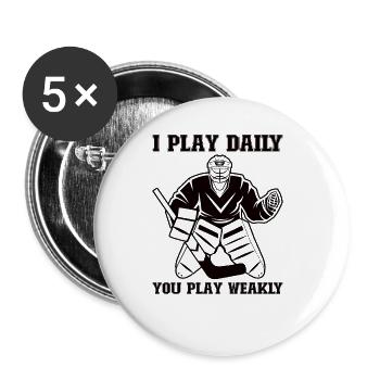Eishockey-spieler Lustiger Eishockey-team-tormann - Buttons groß 56 mm (5er Pack) - Weiß - Vorne