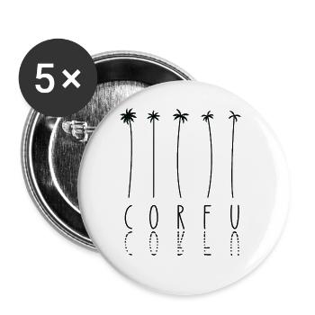 Palmenurlaub - Insel Griechenland Korfu - Buttons groß 56 mm (5er Pack) - Weiß - Vorne