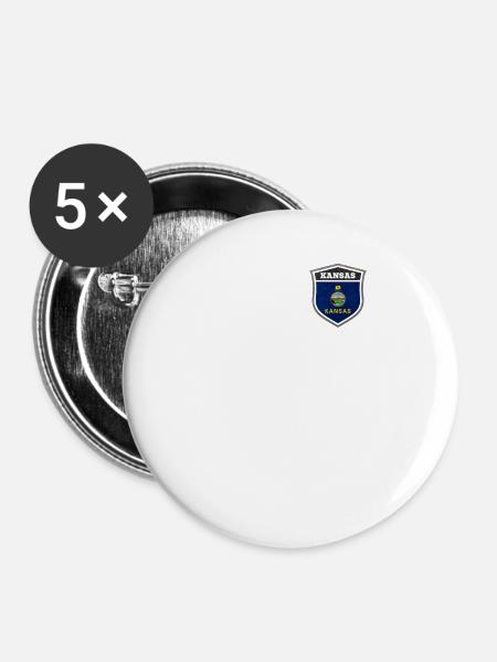 Kansas - Buttons groß 56 mm (5er Pack) - Weiß