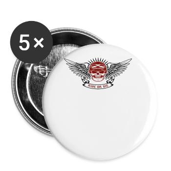 Motorrad Motorradfahrer Biker Feuerstuhl Biken - Buttons groß 56 mm (5er Pack) - Weiß - Vorne