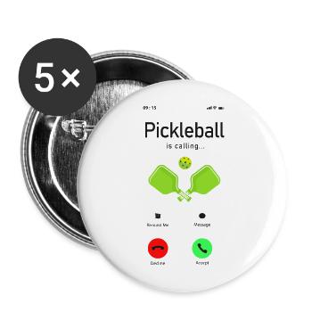 Pickleball Pickleball m’appelle - Lot de 5 grands badges (56 mm) - blanc - Devant