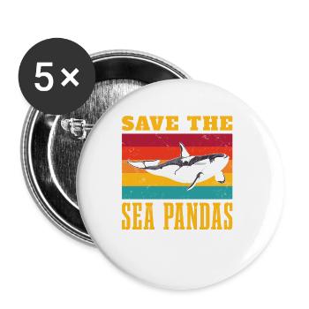 Save The Sea Pandas For All Whale Lover - Buttons large 2.2''/56 mm (5-pack) - white - Front